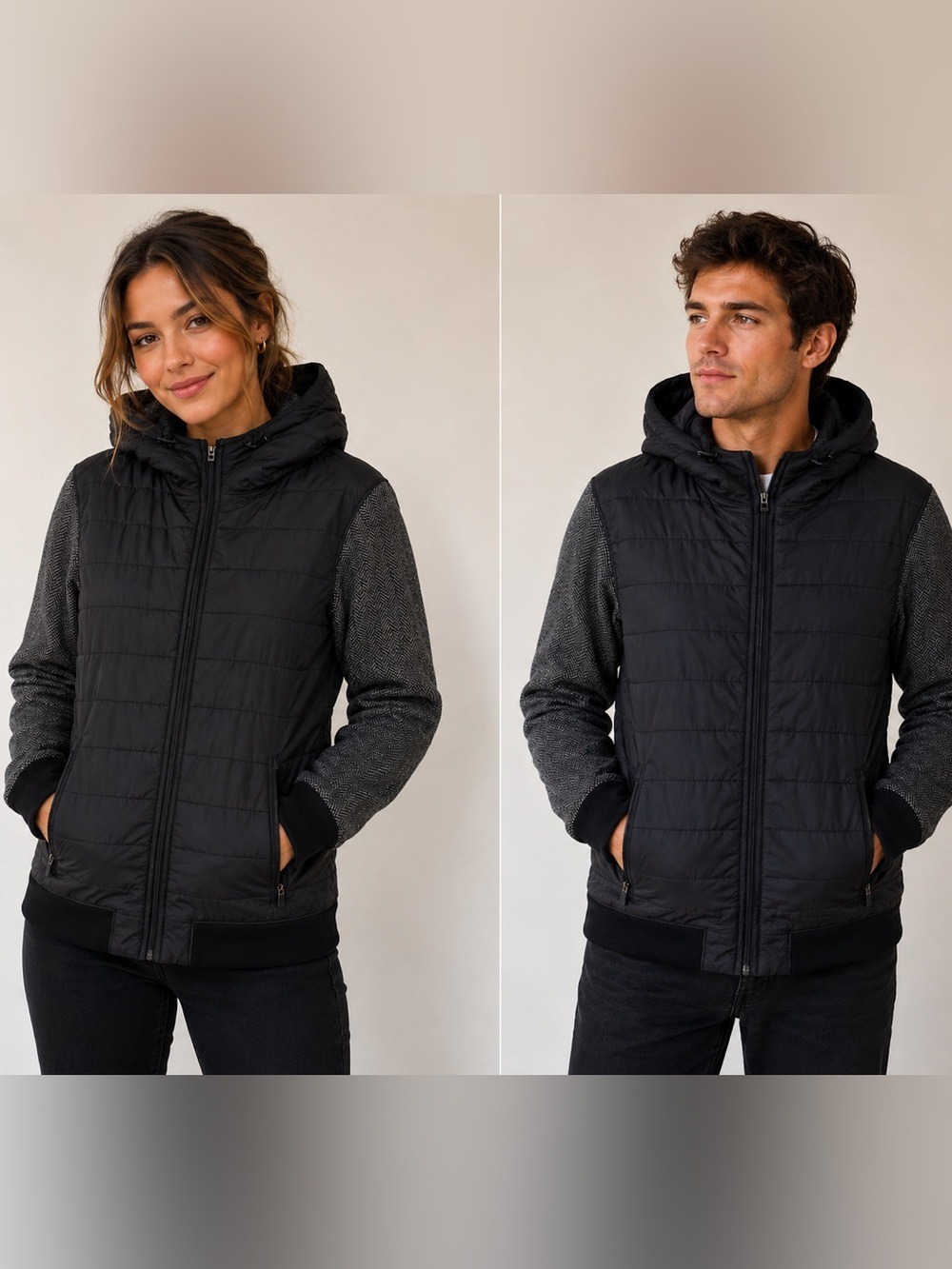 NWOT Abercrombie & Fitch Mixed Media Hooded Puffer Jacket Unisex